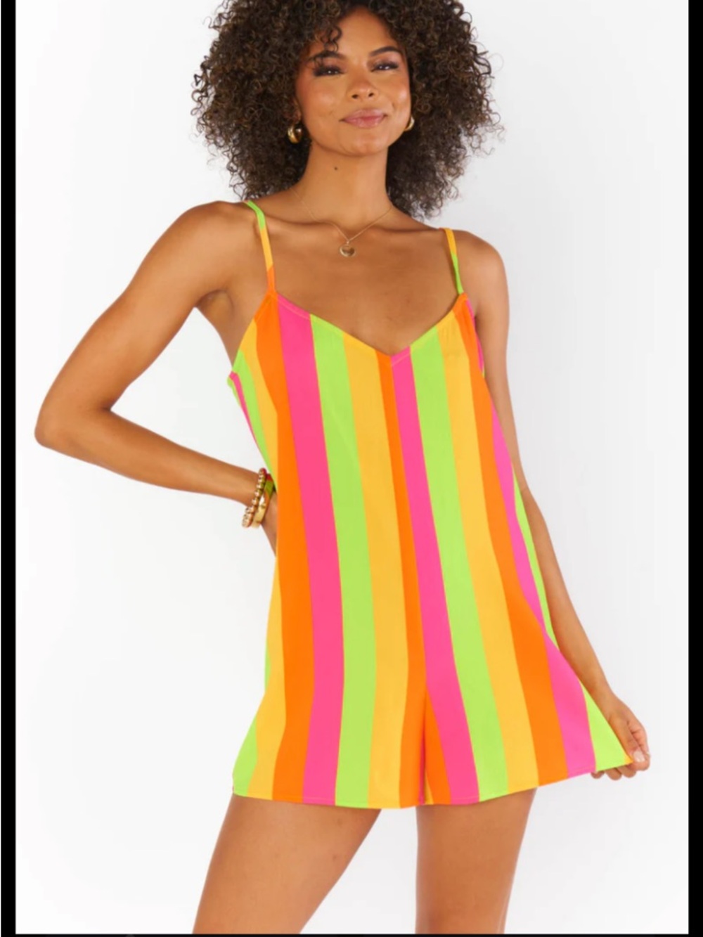 Show Me Your MuMu Neon Stripe One-Piece - Pink, Orange, Lime